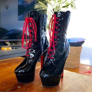 Pleasers black patent boots. Brand new!